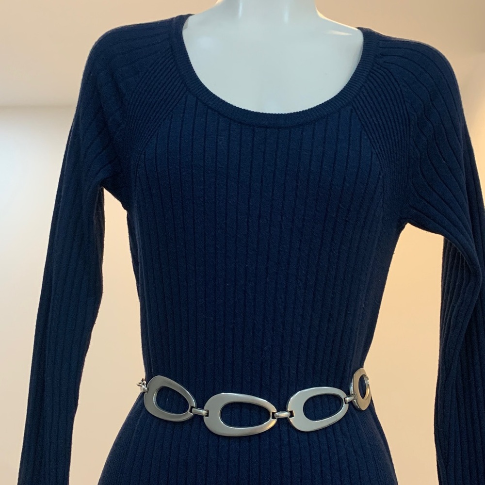 Elegant Nave Blue Long Sleeve Dress